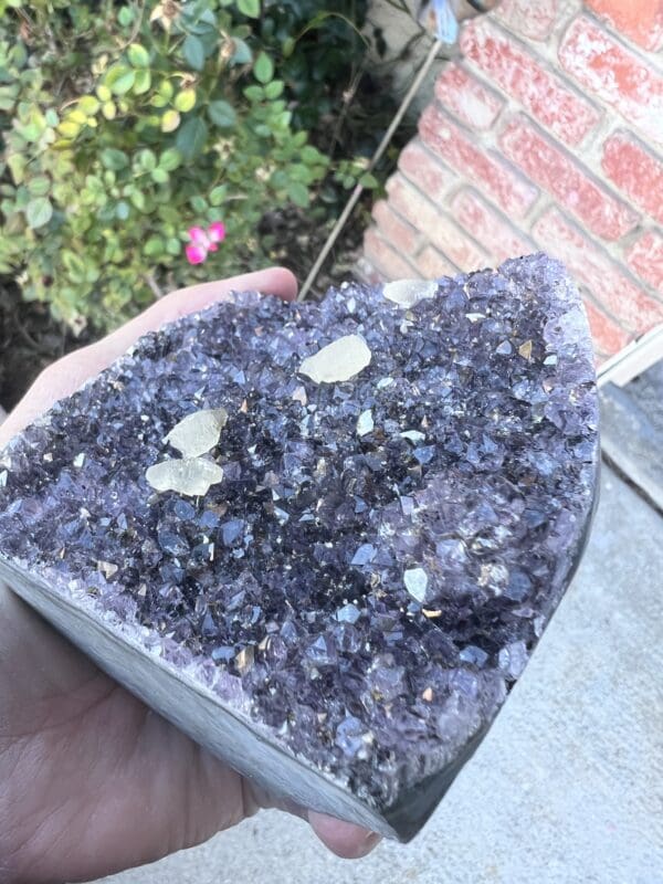 Uruguayan Amethyst Cut Base with Secondary Calcite 822 grams Heart